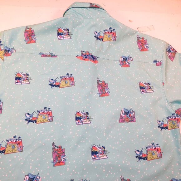 RSVLTS x SHARK WEEK DISCOVERY RETRO BUTTON UP SHIRT Mens M - Picture 3 of 5